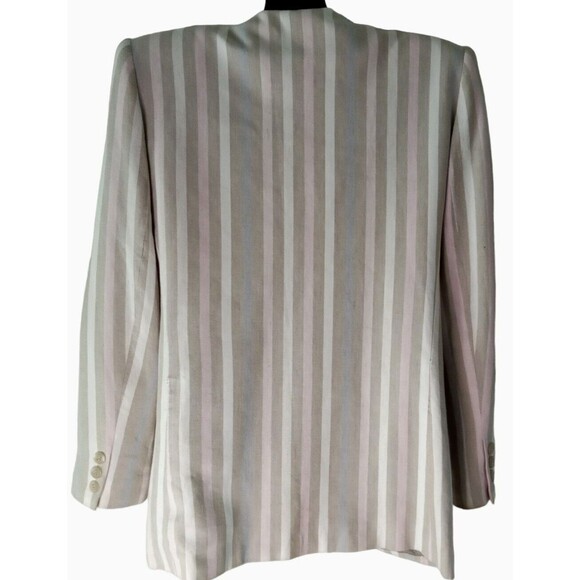 Amanda Smith Jacket Size 6 Linen/Rayon Button Stripe Pockets - Picture 9 of 9